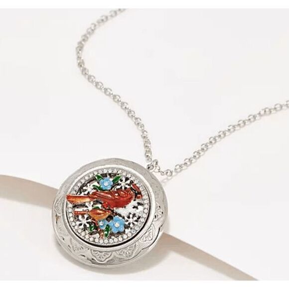 Kirks Folly Cardinal Memories Locket Necklace - Picture 1 of 3